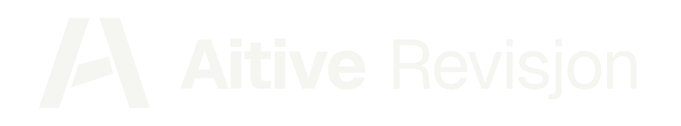 Aitive Revisjon, horizontal logo – mørk bakgrunn