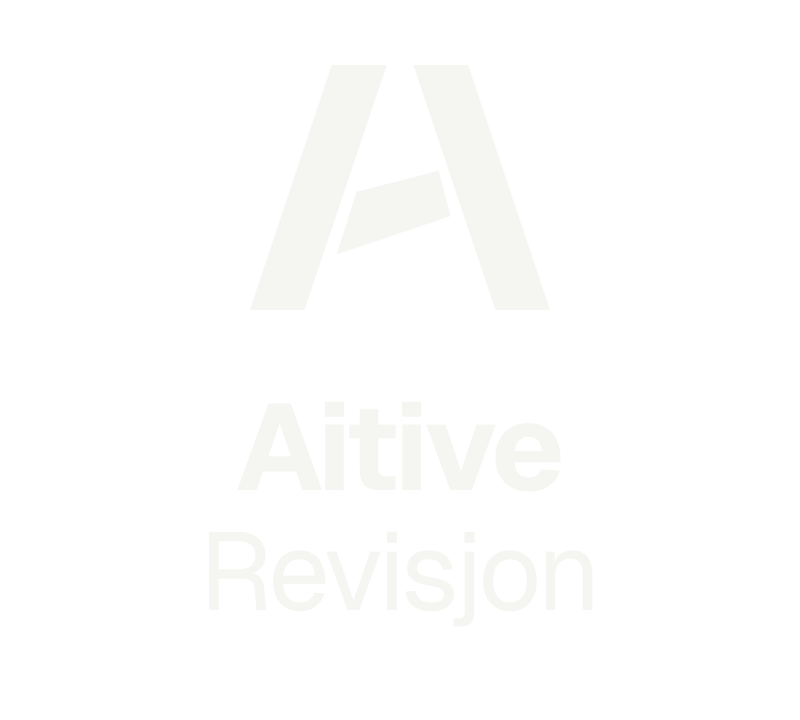 Aitive Revisjon, stacked logo – mørk bakgrunn